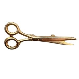 Vintage Gold Tone Scissor Brooch Pin Sewing Craft Barber Hair 1.5 Inch